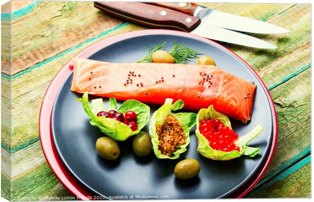 Appetizing salted salmon Canvas Print by Mykola Lunov Mykola