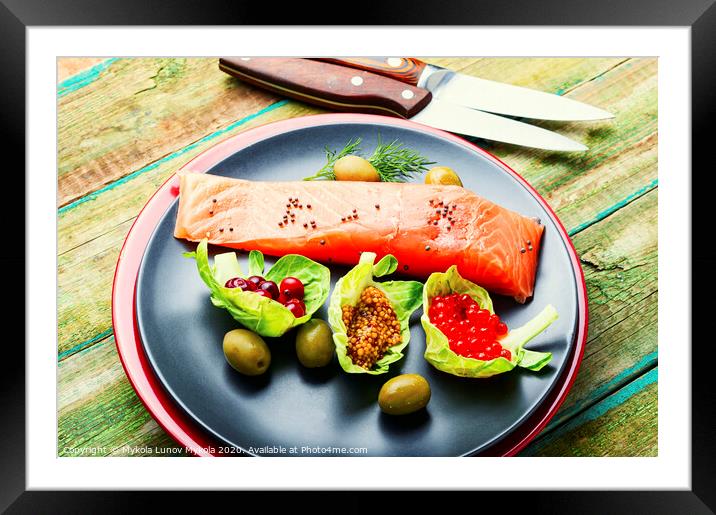 Appetizing salted salmon Framed Mounted Print by Mykola Lunov Mykola