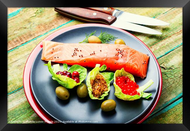 Appetizing salted salmon Framed Print by Mykola Lunov Mykola