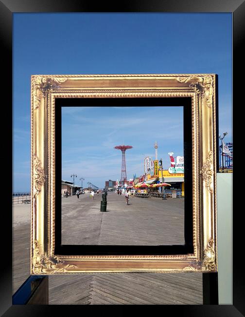 Framed in Coney Island New York Framed Print by MIKE POBEGA
