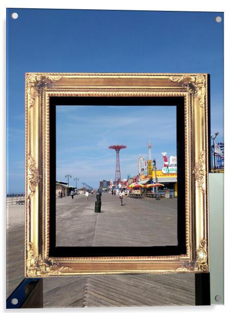 Framed in Coney Island New York Acrylic by MIKE POBEGA