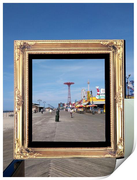 Framed in Coney Island New York Print by MIKE POBEGA