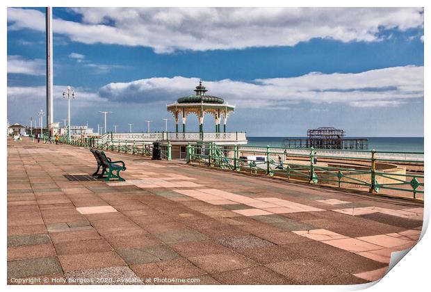 Brighton sea front, Band stand East Sussex Print by Holly Burgess