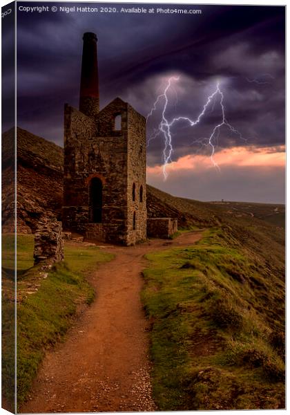 Lightning Over Towanroath  Canvas Print by Nigel Hatton