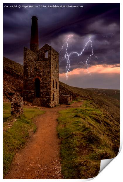 Lightning Over Towanroath  Print by Nigel Hatton