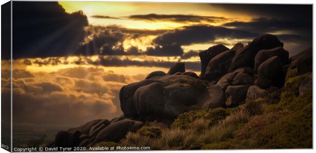 Sunset on The Roaches Canvas Print by David Tyrer