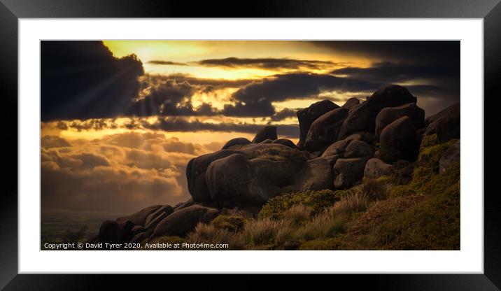 Sunset on The Roaches Framed Mounted Print by David Tyrer