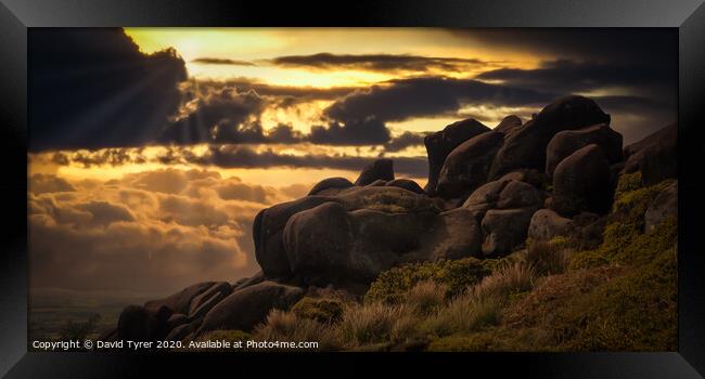 Sunset on The Roaches Framed Print by David Tyrer