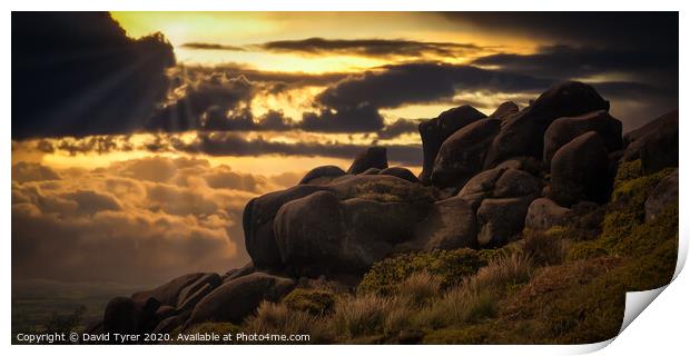 Sunset on The Roaches Print by David Tyrer