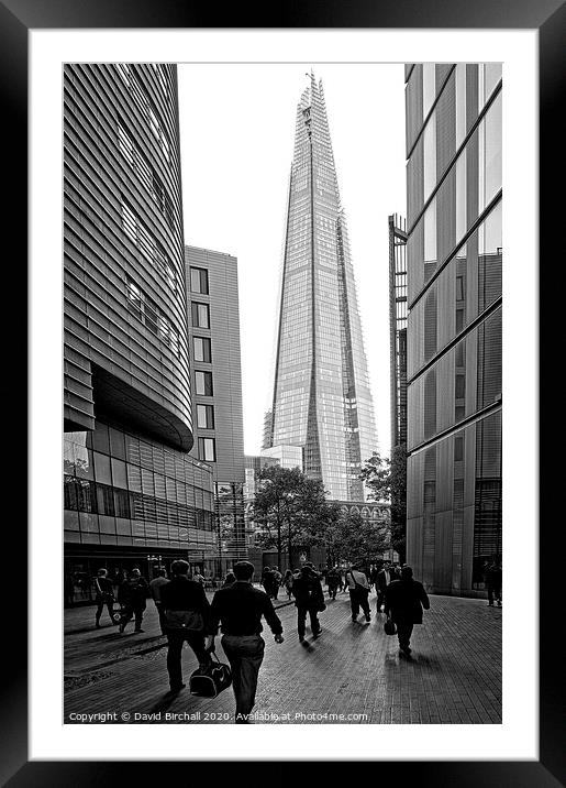 The daily procession to The Shard. Framed Mounted Print by David Birchall