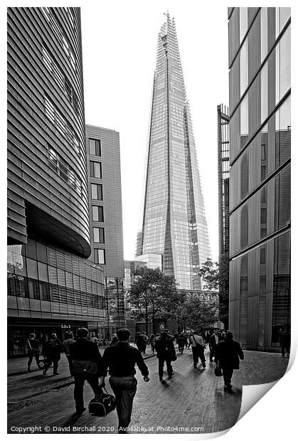 The daily procession to The Shard. Print by David Birchall
