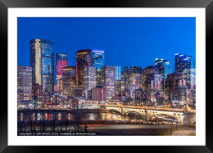 Calgary Skyline Framed Mounted Print by Jeff Whyte