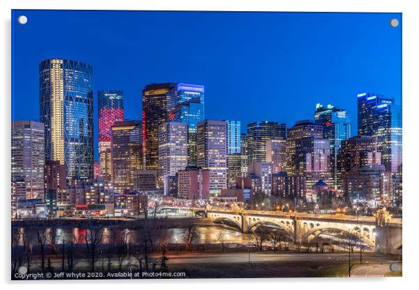 Calgary Skyline Acrylic by Jeff Whyte
