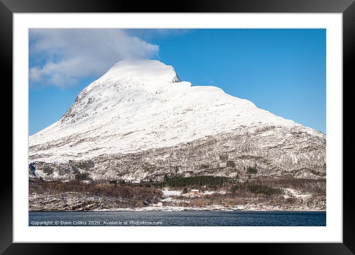 Snow covered hills on the Norwegian Coast in winter Framed Mounted Print by Dave Collins
