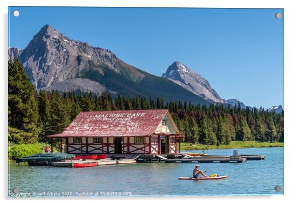 Boat House, Maligne Lake Acrylic by Jeff Whyte