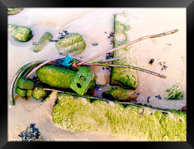 Beach Combing for Blitz Rubble   Framed Print by Helen Jones