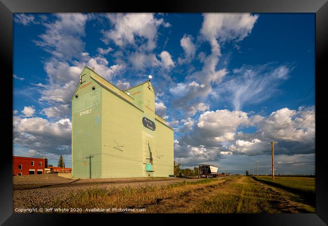 Stavely Grain Elevator Framed Print by Jeff Whyte