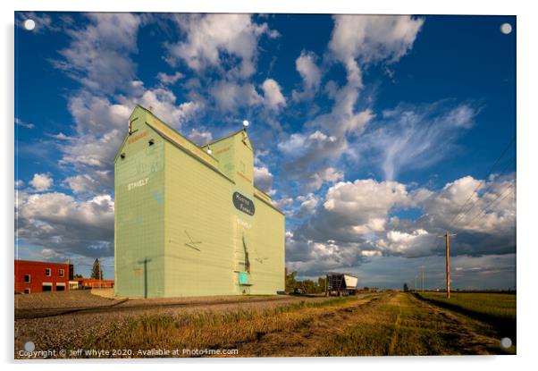 Stavely Grain Elevator Acrylic by Jeff Whyte