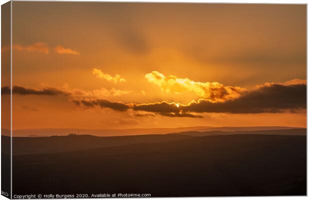 Luminous Twilight Over Stanage Edge Canvas Print by Holly Burgess