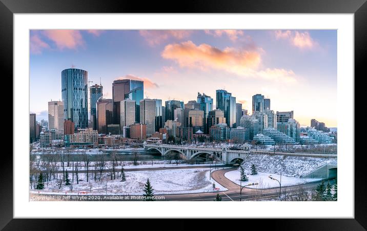 Calgary Skyline Framed Mounted Print by Jeff Whyte