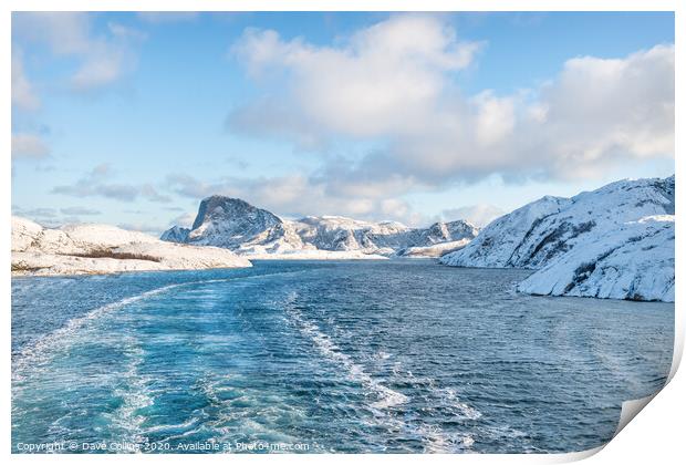 Cruising between the islands in Winter in Norway Print by Dave Collins