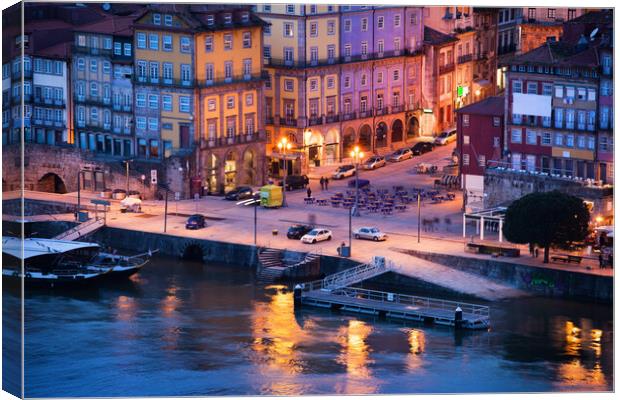 Porto Old Town in Portugal at Dusk Canvas Print by Artur Bogacki