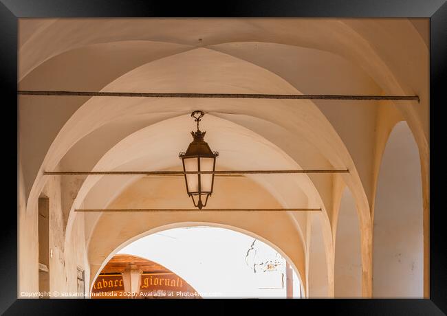 series of cross vaults under an ancient portico of Framed Print by susanna mattioda