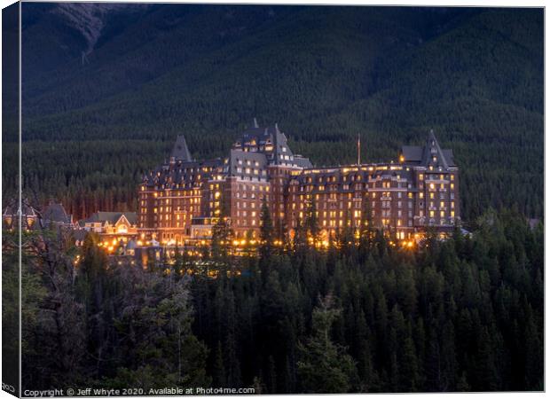 Banff Springs Hotel Canvas Print by Jeff Whyte