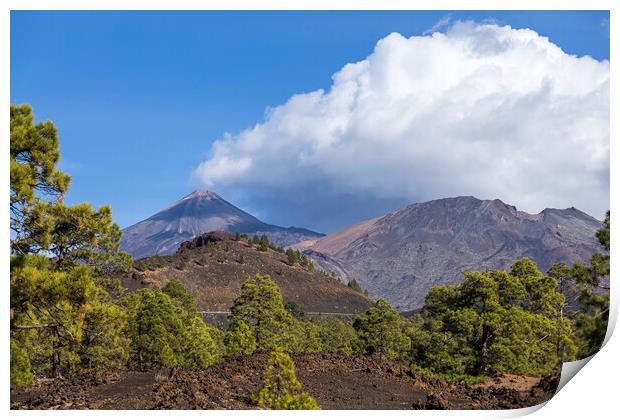 Cumulus clouds over Teide, Tenerife Print by Phil Crean