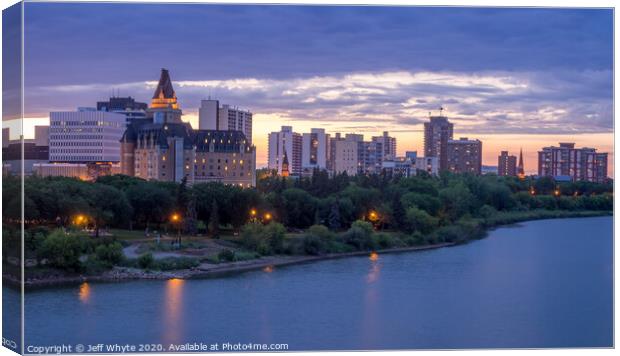 Saskatoon skyline  Canvas Print by Jeff Whyte