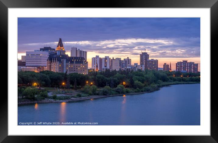 Saskatoon skyline  Framed Mounted Print by Jeff Whyte