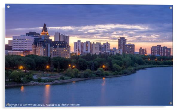 Saskatoon skyline  Acrylic by Jeff Whyte