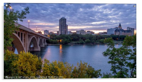 Saskatoon skyline  Acrylic by Jeff Whyte