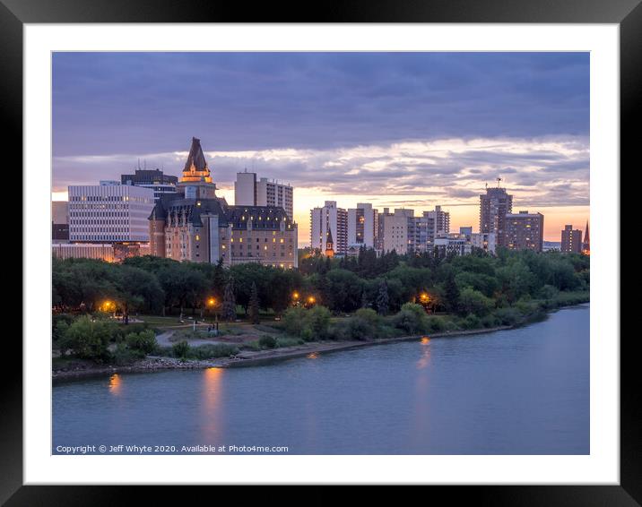 Saskatoon skyline  Framed Mounted Print by Jeff Whyte