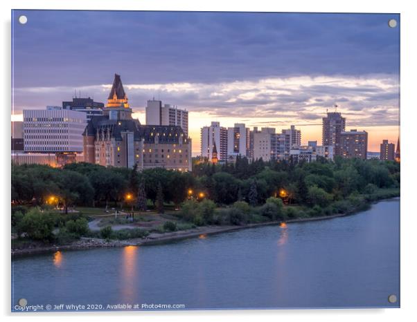 Saskatoon skyline  Acrylic by Jeff Whyte