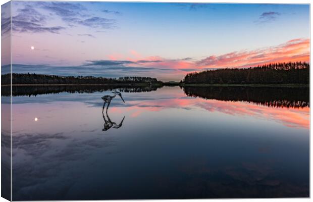 Sunset over Entwistle reservoir   Canvas Print by Phil Hill