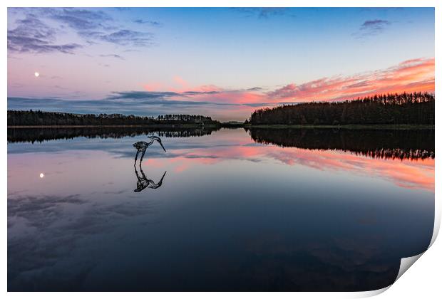 Sunset over Entwistle reservoir   Print by Phil Hill