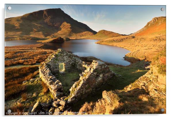 A winter sunrise at Llyn y Dywarchen, Snowdonia Acrylic by Peter Lovatt  LRPS