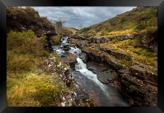 Cascading river Tawe Framed Print by Leighton Collins