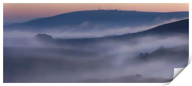 Truleigh Hill, South Downs in Mist Print by Chester Tugwell