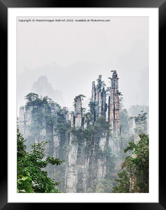 MXI27727 Floating mountain peaks in fog Zhangjiaji Framed Mounted Print by MaximImages Wall Art