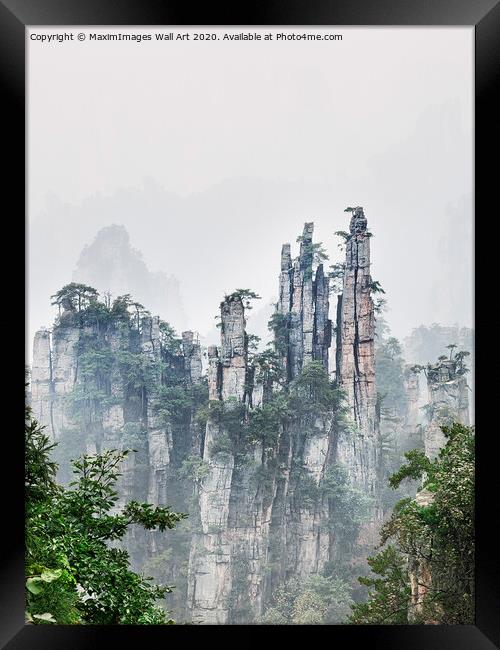 MXI27727 Floating mountain peaks in fog Zhangjiaji Framed Print by MaximImages Wall Art