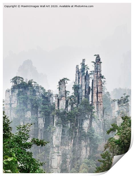 MXI27727 Floating mountain peaks in fog Zhangjiaji Print by MaximImages Wall Art