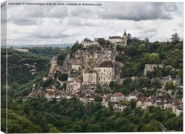 MXI32170 Panoramic landscape of Rocamadour medieva Canvas Print by MaximImages Wall Art