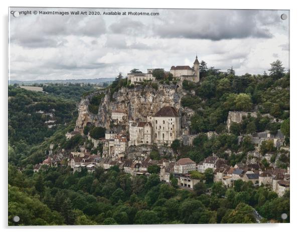 MXI32170 Panoramic landscape of Rocamadour medieva Acrylic by MaximImages Wall Art