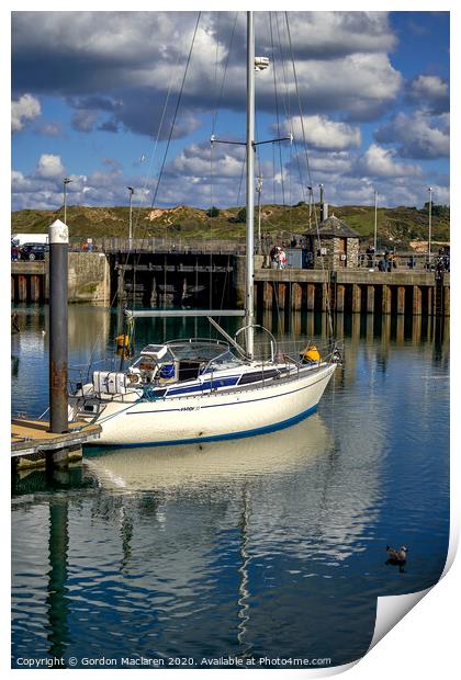 Yacht in Padstow Harbour Print by Gordon Maclaren