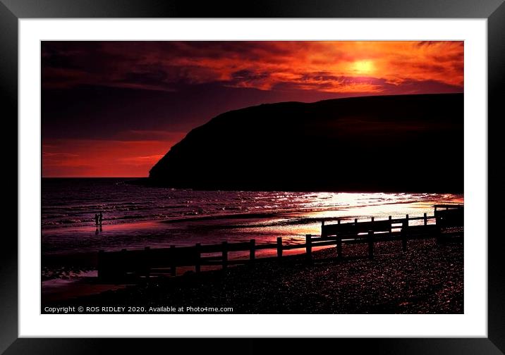 St.Bees Sunset Framed Mounted Print by ROS RIDLEY