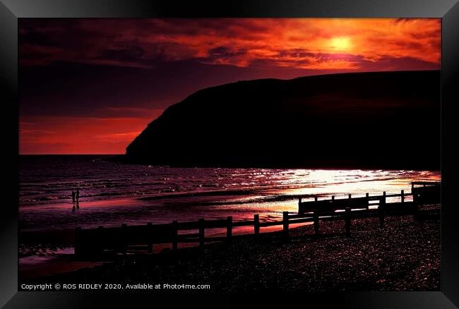 St.Bees Sunset Framed Print by ROS RIDLEY