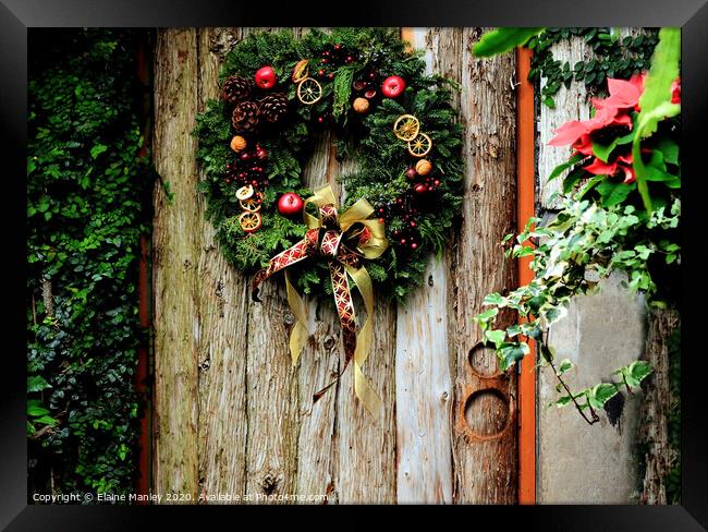 Come In Wreath on Door    misc  Framed Print by Elaine Manley