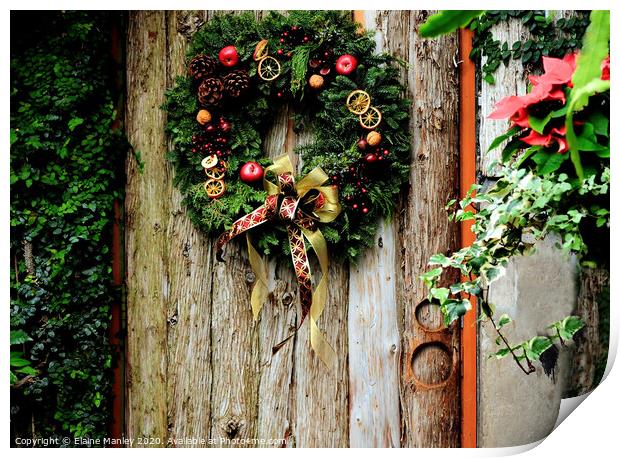 Come In Wreath on Door    misc  Print by Elaine Manley
